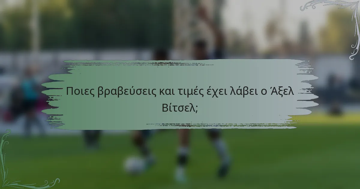 Ποιες βραβεύσεις και τιμές έχει λάβει ο Άξελ Βίτσελ;